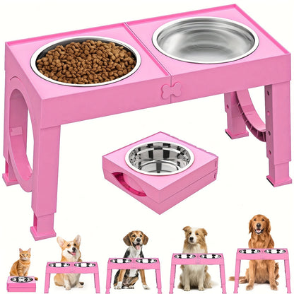 Elevated Dog Bowls Foldable Raised Dog Bowl Stand With 2