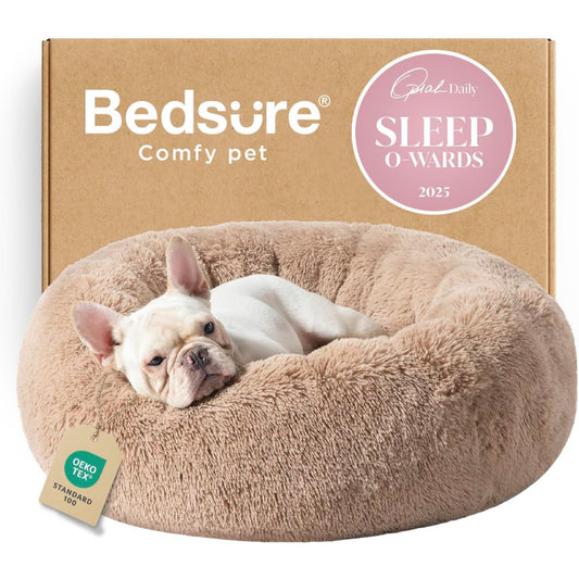 Doghouse Donut Washable Pet House Non-Slip Round Plush Faux Fur Cat House For Medium Dogs