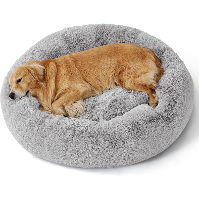 Doghouse Donut Washable Pet House Non-Slip Round Plush Faux Fur Cat House For Medium Dogs