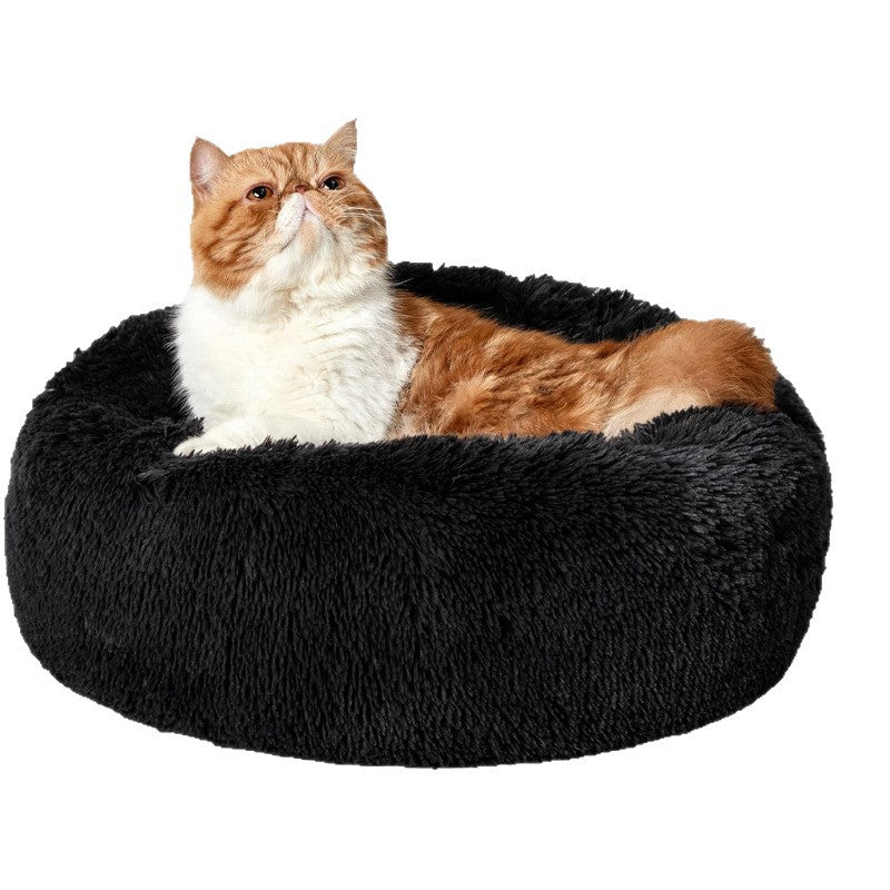 Doghouse Donut Washable Pet House Non-Slip Round Plush Faux Fur Cat House For Medium Dogs