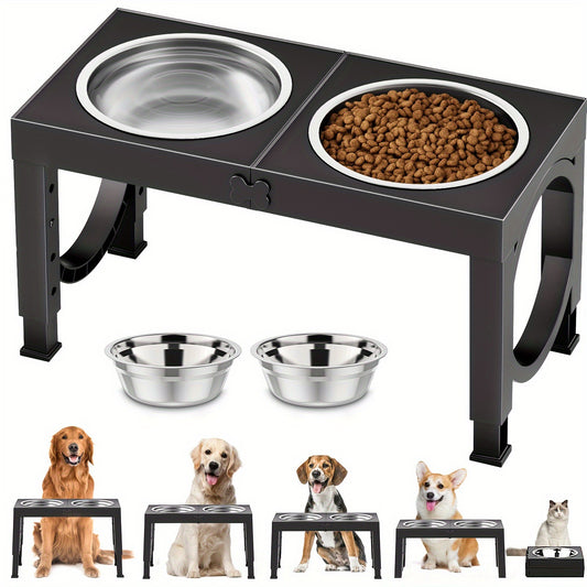 Elevated Dog Bowls Foldable Raised Dog Bowl Stand With 2