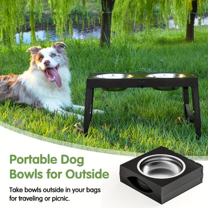 Elevated Dog Bowls Foldable Raised Dog Bowl Stand With 2