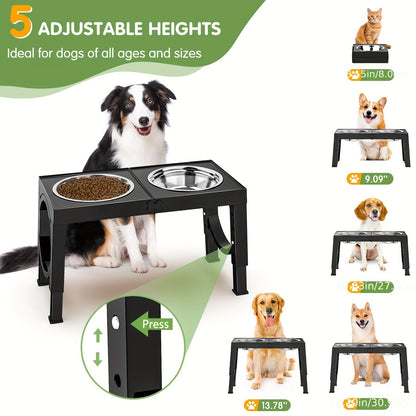 Elevated Dog Bowls Foldable Raised Dog Bowl Stand With 2